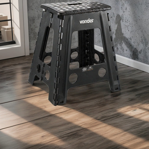 Banqueta Plástica Dobrável Preta Altura 450 Mm Vonder Plástico Abs