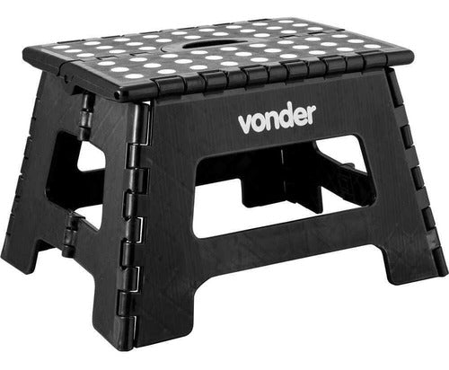 banqueta plástica multiuso dobrável 220mm vonder preta