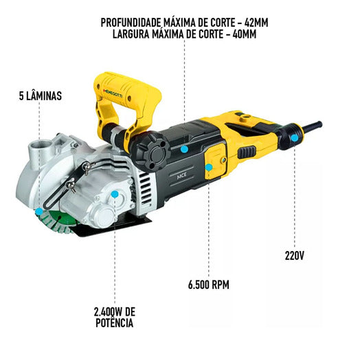 cortadora de parede mce2400 com motor monofásico menegotti