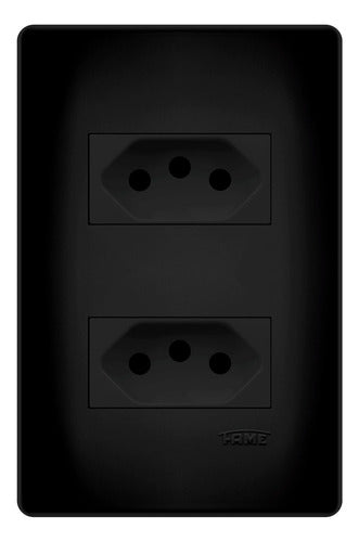 Conjunto 2 Tomadas Tripolar 3p 10a 250v Preto Fosco Fame