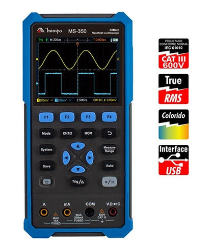 Osciloscópio Portátil Minipa 50mhz Ms-350 Função Multímetro