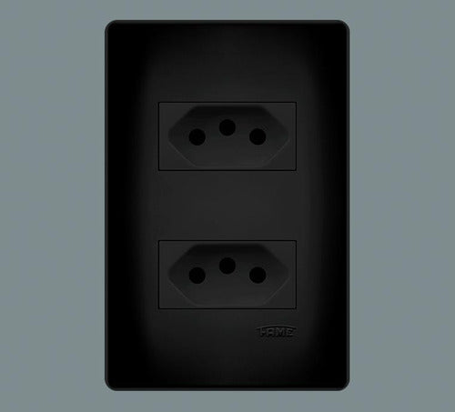 2 tomadas preta 2p+t dist 20a/250v c/p shp - fame