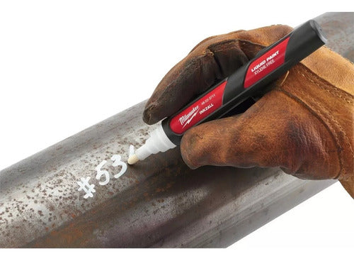 caneta marcador industrial pt media branco inkzall milwaukee
