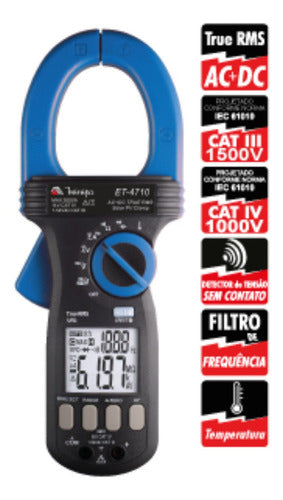 alicate amperimetro digital p/ painel solar - et-4710 minipa