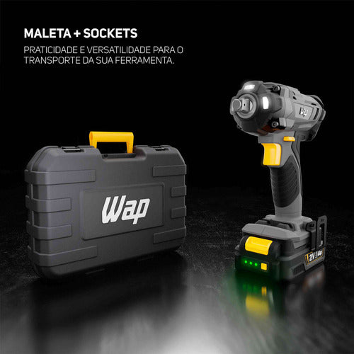 chave de impacto a bateria 21v encaixe 1/2pol c/ bateria wap