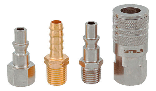 Jogo De Conectores Engate Rapido De 1/4 Kit 4 Peças Npt