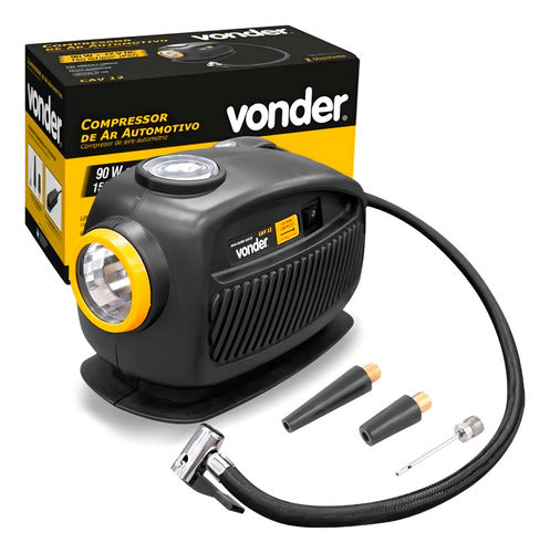 compressor de ar automotivo 90w 150 libras cav12 vonder preto