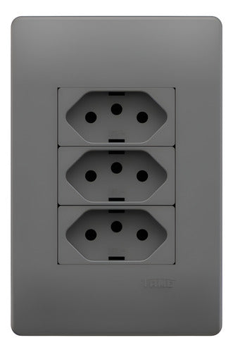 Tomada 3 Pinos 2p+t 20a Fame Habitat Onix Cinza Queimado Cinza