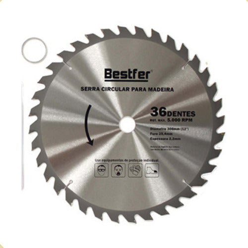 Disco De Serra Circular P/madeira 300mm 36 Dentes Bestfer Pr Prateado