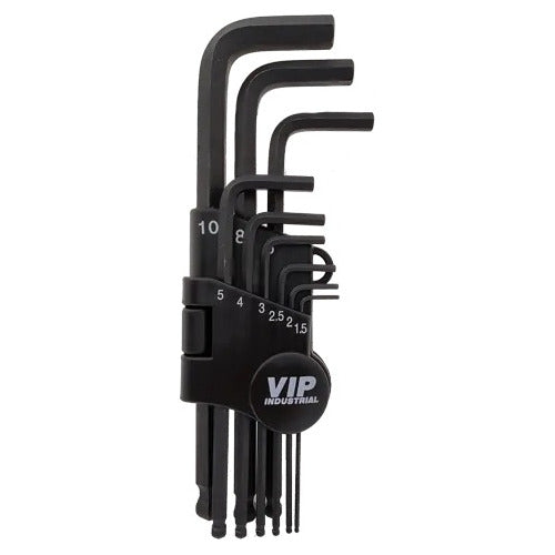 jogo chave allen abaulada 9 peças aço cromo vanadio