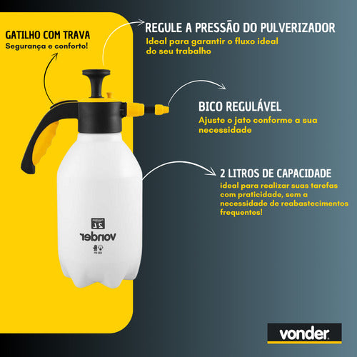 Pulverizador 2 Litros Compressão Prévia Vonder Branco