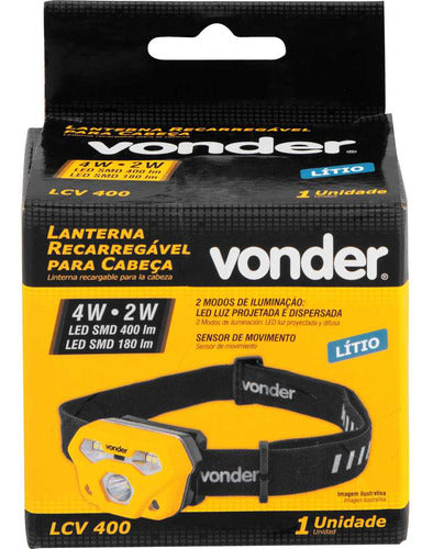 Lanterna De Led Para Cabeça Recarregável - Lcv 400 Vonder