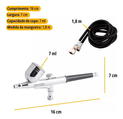 Aerógrafo Com Acessórios 13 Pcs Vonder 6220013000 Prateado