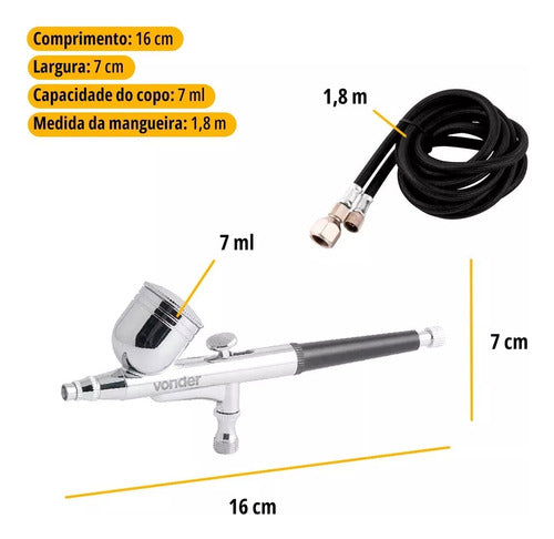 Aerógrafo Com Acessórios 13 Pcs Vonder 6220013000 Prateado