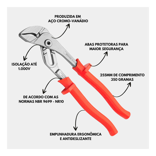 Alicate Bomba D Água 10 Pol C/ Isolação 1000v 14110 Gedore