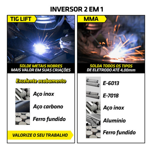 Inversora Solda Kab 180 Mma Tig Mascara Automatica Bivolt Amarelo/preto