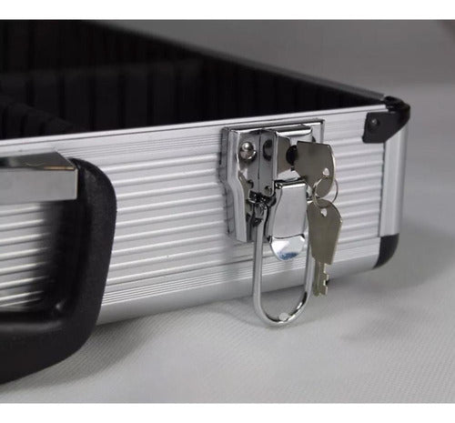 fertak maleta padrão aluminio pequena prata com divisórias