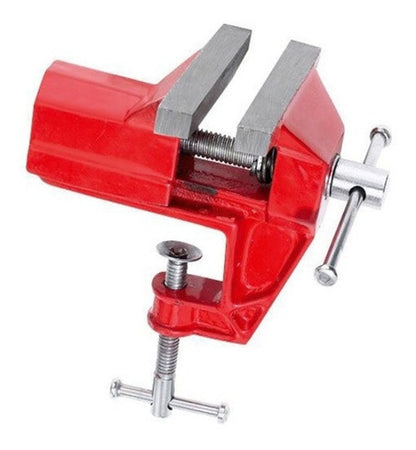 Mini Torno Morsa De Bancada Base Fixa 40mm Bestfer Vermelho