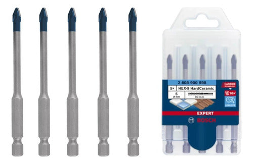 jogo de 5 brocas bosch expert hardceramic 4 a 10mm hex-9