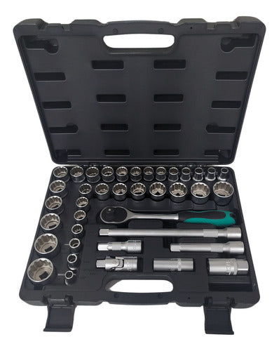 Jogo Kit De Soquetes Chave Catraca Encaixe 1/2 Pol Com 39 Pe