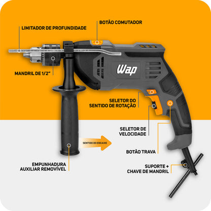 Parafusadeira E Furadeira De Impacto Wap Wf1000fe 220v Cinza-escuro 220v 60hz