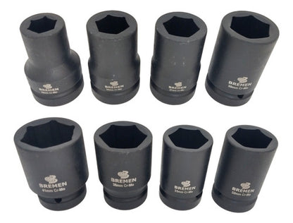 Kit Soquete Médio De Impacto 1 Pol 19 A 41 Mm 8 Peças Bremen