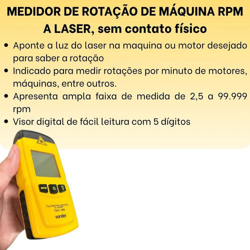 Tacômetro Digital Vonder A Laser Tvd100 Medidor De Rpm