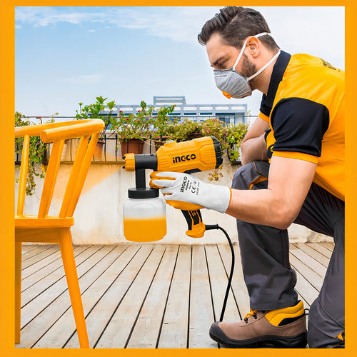 pistola de pulverização elétrica pintura ingco 800ml 450w - laranja/preto