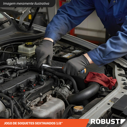 Jogo De Soquetes Sextavados 10 A 24mm 12 Peças Robust
