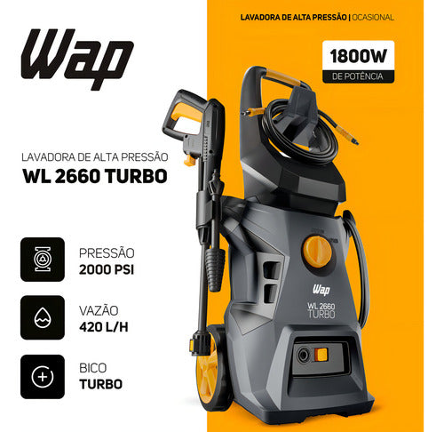 Lavadora De Alta Pressão Wap Wl 2660 Turbo 1800w 220v Cinza E Amarelo 220v 60 Hz