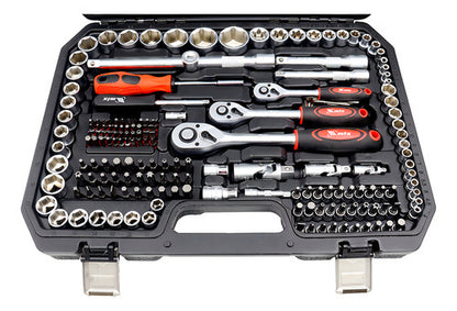 Jg De Soquetes Encaixe 1/2,3/8,1/4 Cromo Vanadio 216 Pçs Mtx
