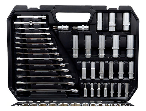 jg de soquetes encaixe 1/2,3/8,1/4 cromo vanadio 216 pçs mtx