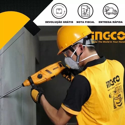 Martelete Combinado Ingco 28mm 2.5j Sds Plus 950w 220v Amarelo