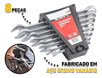 Jogo De Chave Combinada 6 A 19 Mm 8 Peças Cromo Fosco Mtx