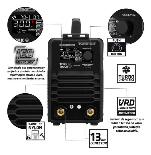 Maquina De Solda Inversora Tig Mma 300a Touch Super Tork Cinza