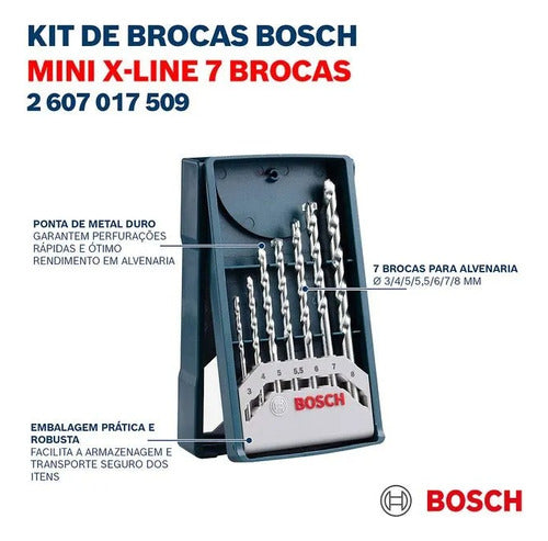 Jogo Kit X-line 7 Brocas Para Pedra Concreto Alvenaria Bosch