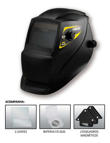 Máscara Solda 4k Auto Escurecimento Kab Solar + 2 Esquadros Preto Kab 4k