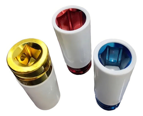 jogo soquete impacto longo roda liga leve encaixe de 1/2 pol