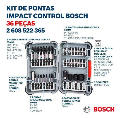 Jogo De Bits Impact Control Com 36 Peças Bosch