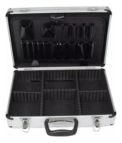 Fertak Maleta Padrão Aluminio Média Prata Com Divisórias