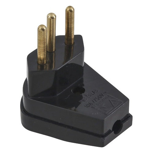 plug macho 2p+t 90graus preto fame pino maciço