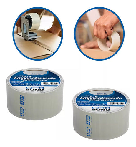 fita adesiva empacotamento de caixas 48mmx40m kit c/4 unds