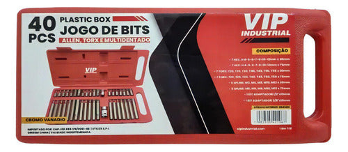 Jogo De Bits Torx Multidentada E Allen Com 40 Peças Vip