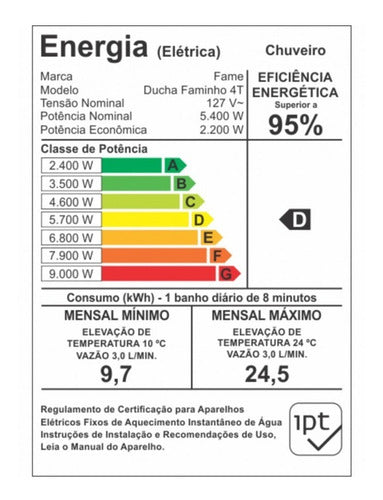 Chuveiro Elétrico Ducha Faminho Baixa Pressão 4t C/cano Fame