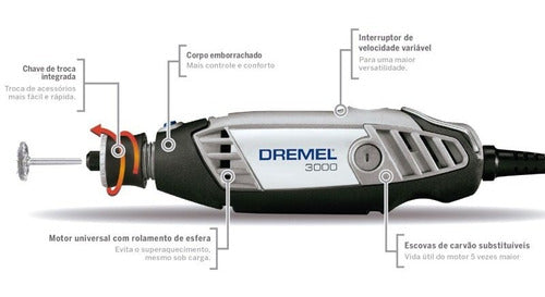 Micro Retífica Dremel 3000 90w 220v 60hz 10 Acessórios