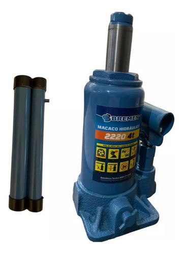 macaco hidráulico tipo garrafa 4 toneladas 2220 bremen