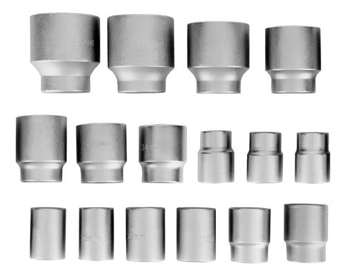 jogo de soquete estriado 3/4pol. 19-50mm 20pcs maleta mtx