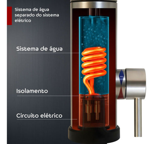 Torneira Elétrica C/ Resistência Blindada 220v 3000w Bancada - Prateado - Cromado