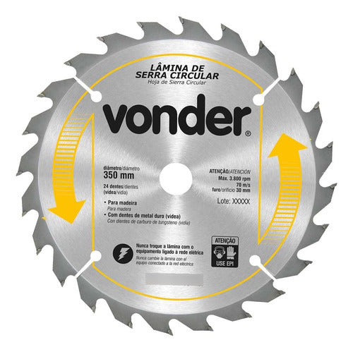 disco de serra circular vonder para madeira 350mm x 30mm 24d