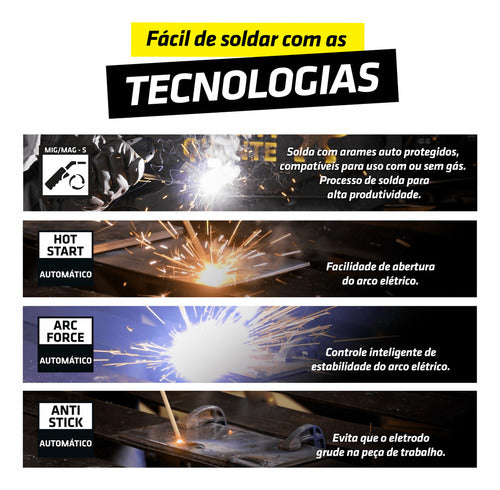 Maquina Solda Inversora Mig Gás Flex 160a Super Tork 5kg Amarelo
